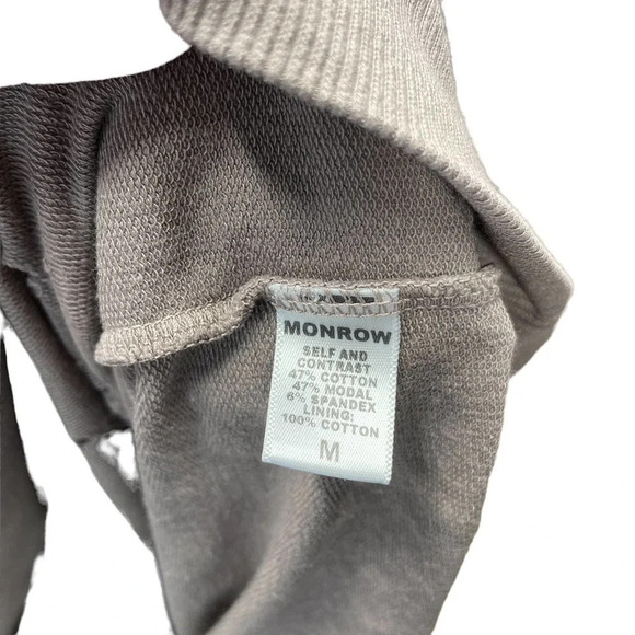 Monrow Distressed Double Layer Sweatshirt Fawn White Size Medium - Picture 10 of 11
